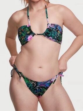 SALE NWT Victorias Secret Black Palm Bikini Set Sz Small